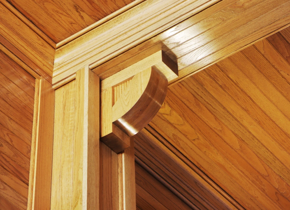 Intricate woodwork design in interior space