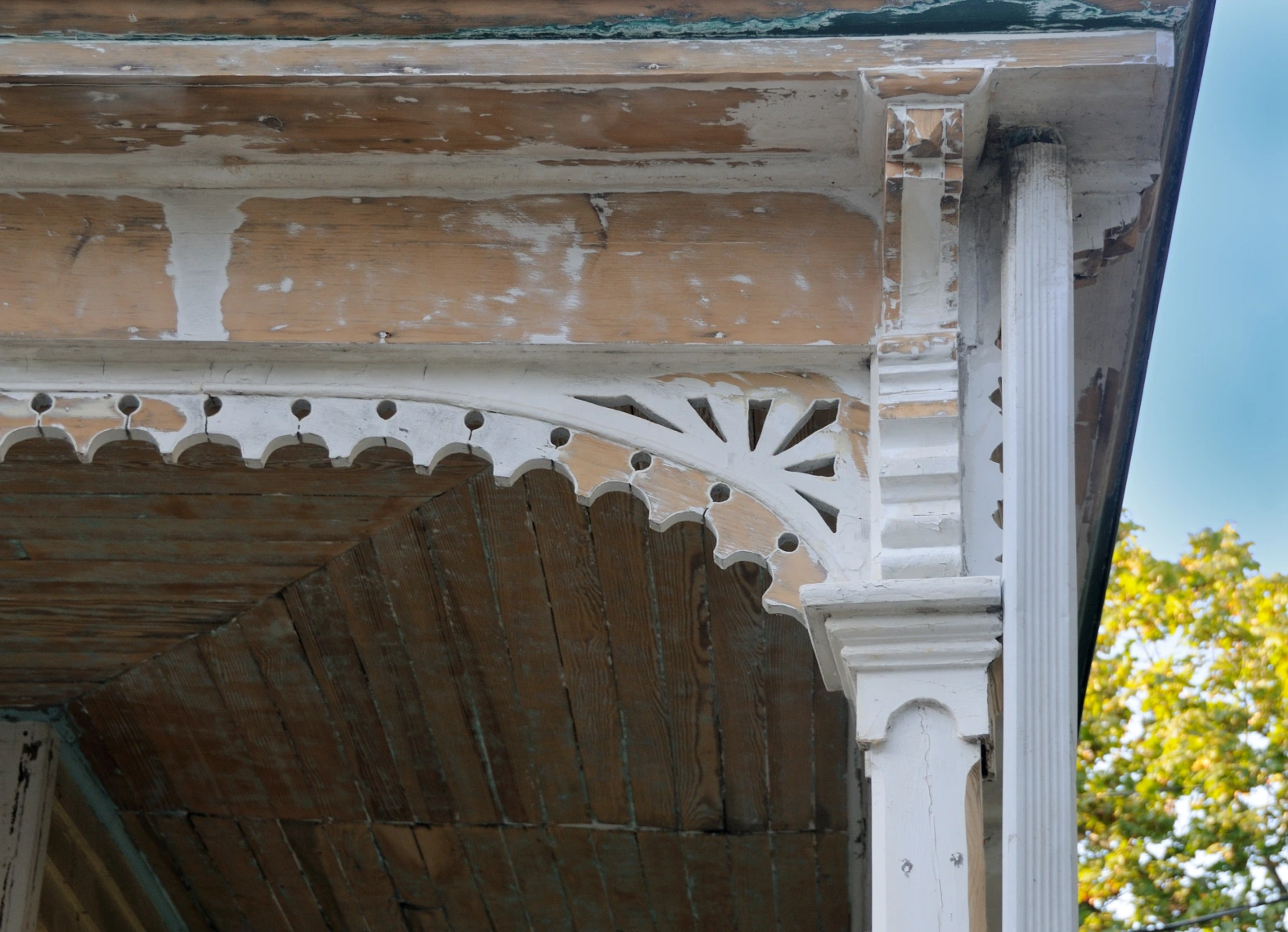 Ornate wooden porch detail