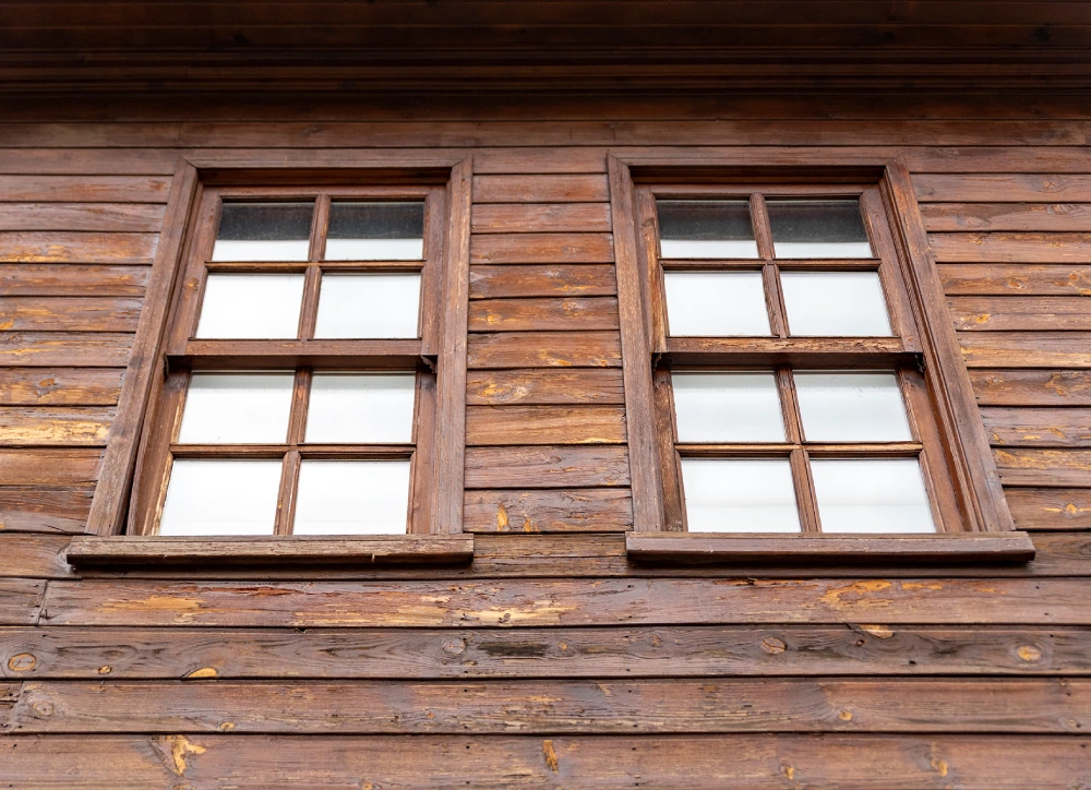 Wooden house with two windows