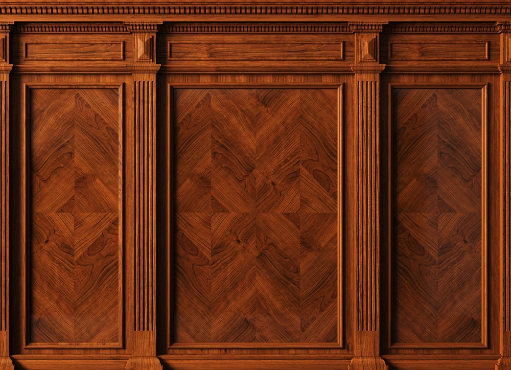 Classic wood panel design with rich texture