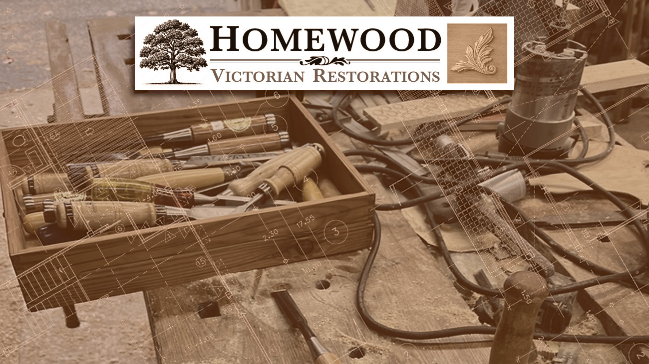 Woodworking tools on workshop table.