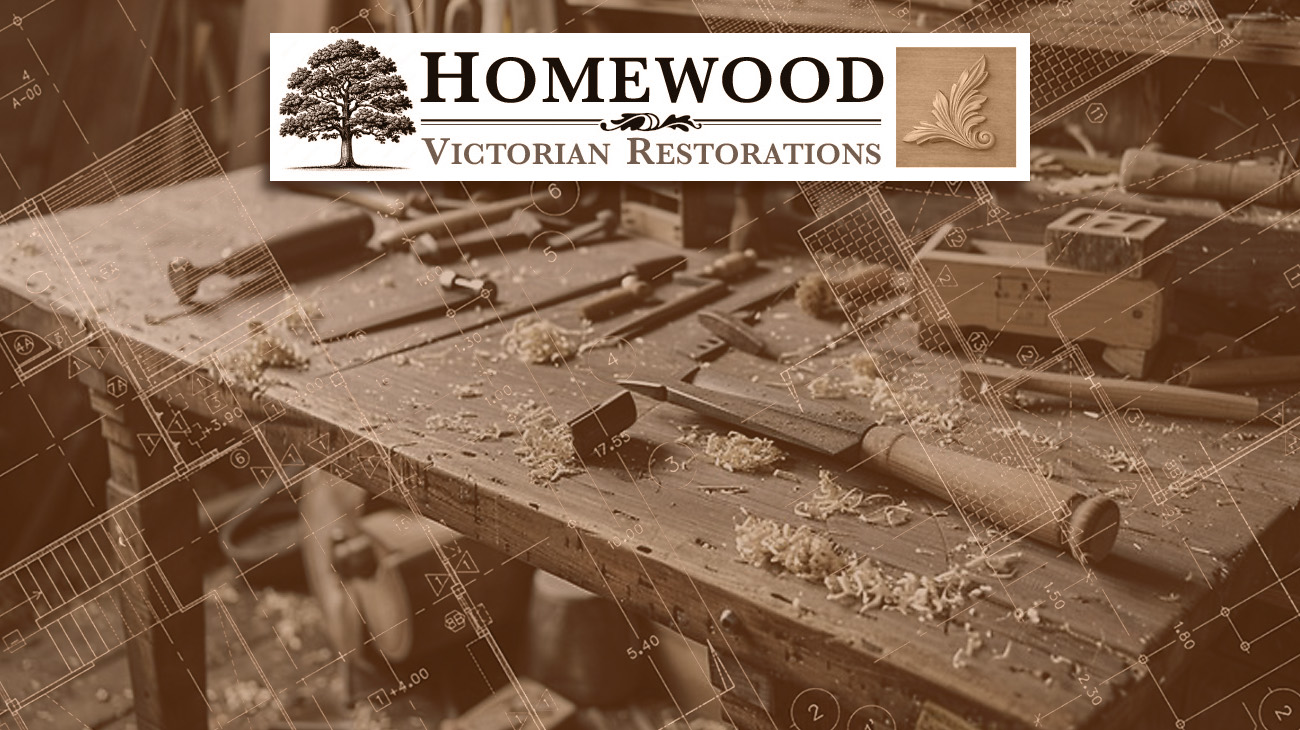 Woodworking tools on a vintage workbench.